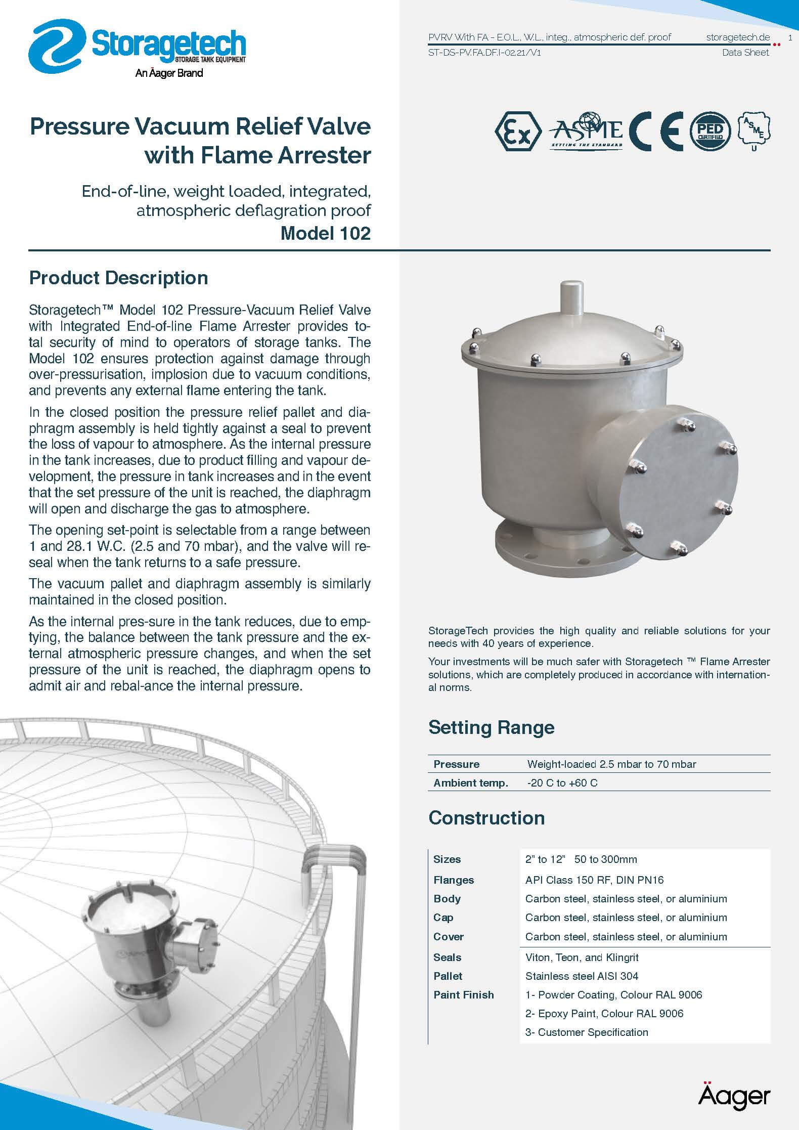 Pressure Vacuum Relief Valve with Flame Arrestor 15