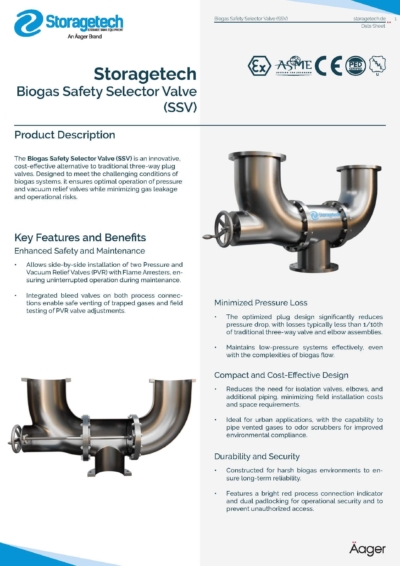 Biogas Safety Selector Valve (SSV) 11 Biogas Safety Selector Valve (SSV) 11