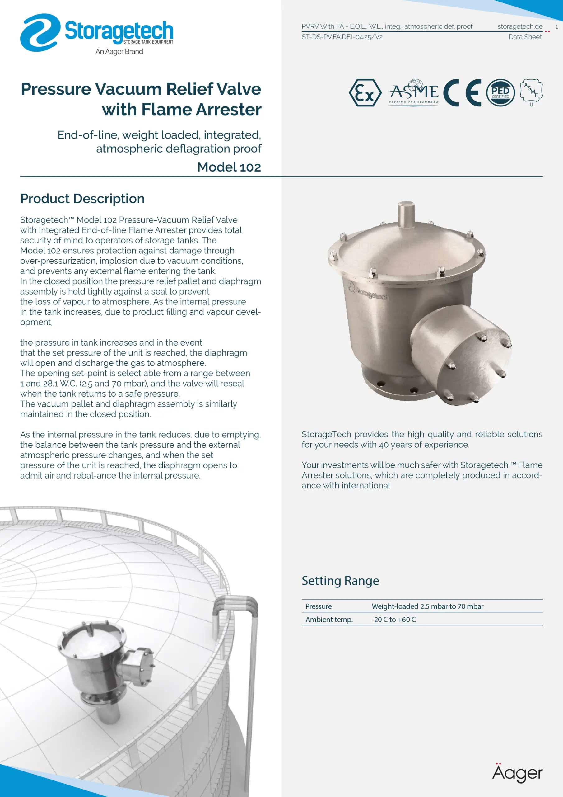Pressure Vacuum Relief Valve with Flame Arrestor Model 102 12 Pressure Vacuum Relief Valve with Flame Arrestor Model 102 12